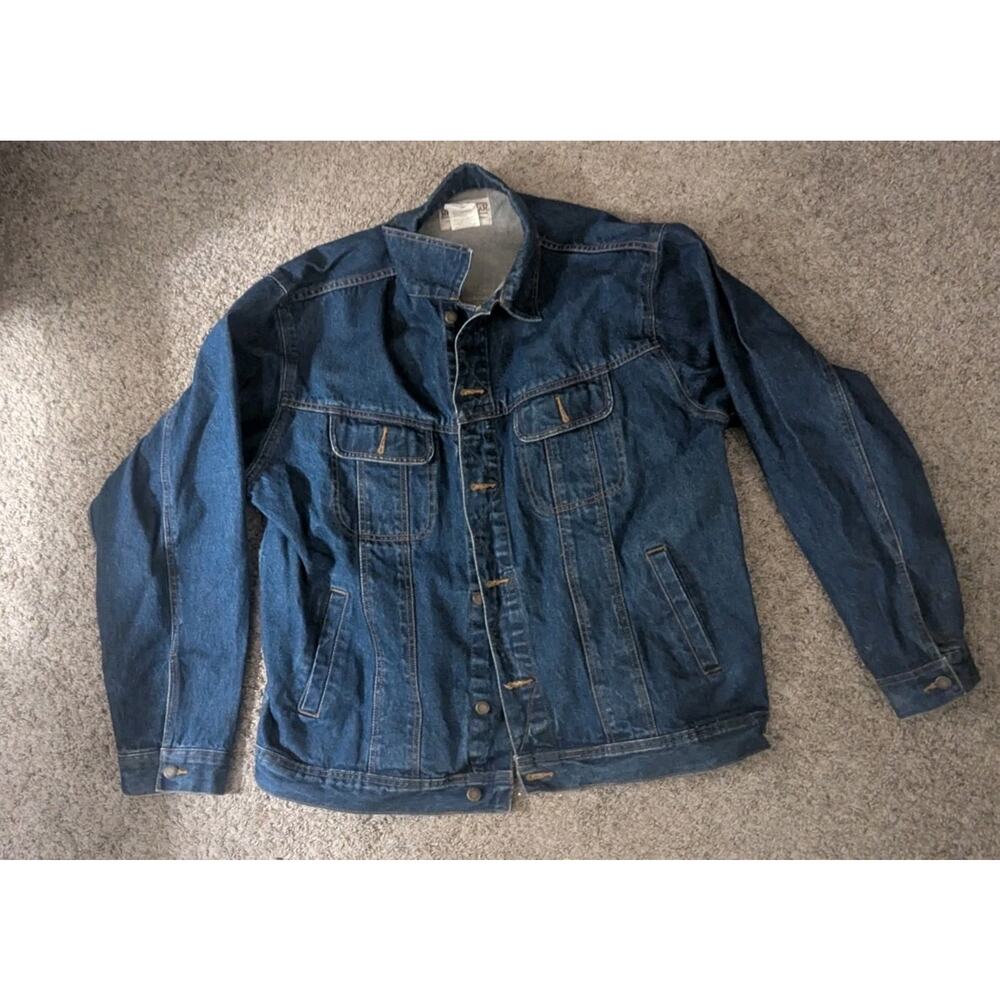 Wrangler Rugged Wear Mens Denim Jacket XLT Dark Wash 100% Cotton Trucker